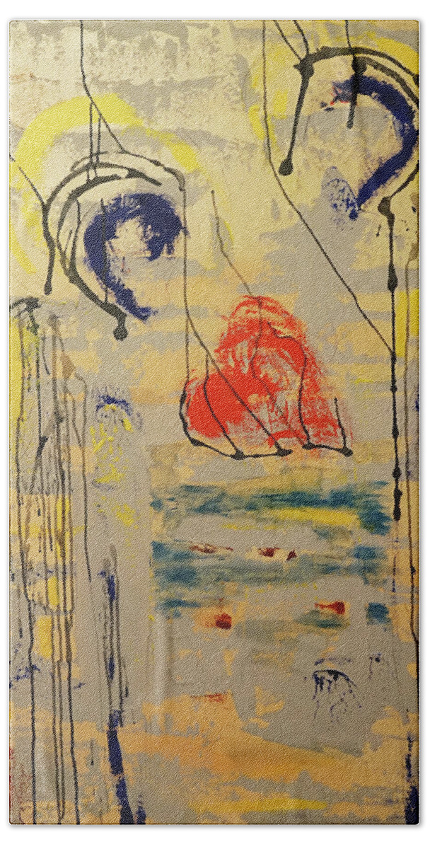 Heart Hand Towel featuring the mixed media A thousand miles of sand and sea by Giorgio Tuscani
