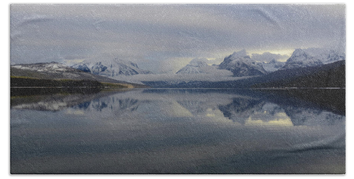 Lake Mcdonald Bath Towel featuring the photograph A Winter's Day by Whispering Peaks Photography