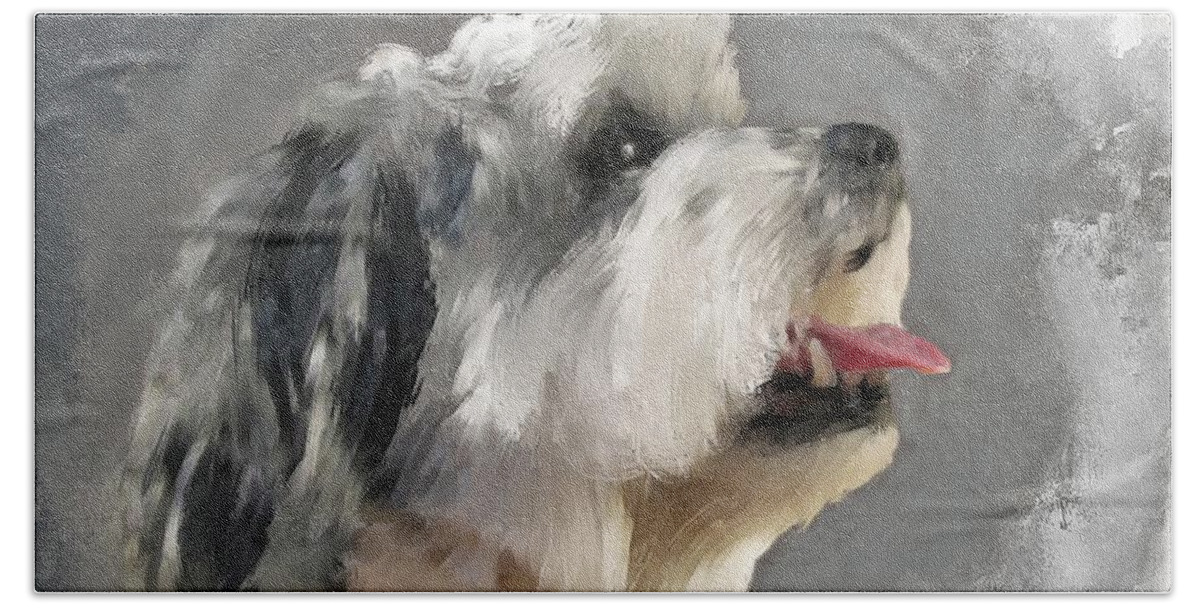 Dog Hand Towel featuring the painting Abby 2 by Diane Chandler