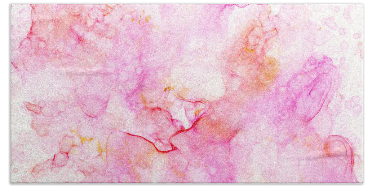 Pink Bath Towel featuring the painting Abstract 36 by Lucie Dumas