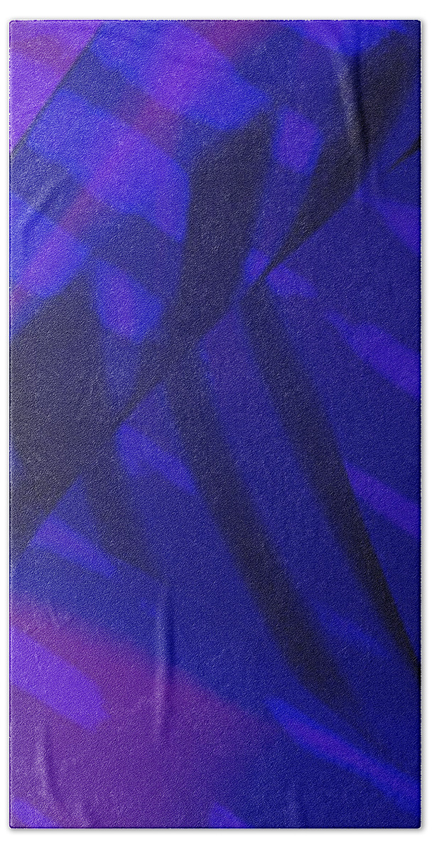 Purple Bath Towel featuring the photograph Abstract Art Tropical Blinds Neon Ultraviolet Electric Blue by Itsonlythemoon -