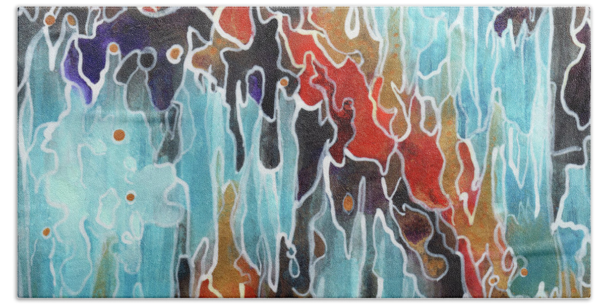 Abstract Bath Towel featuring the painting Abstract B 5 by Amy E Fraser