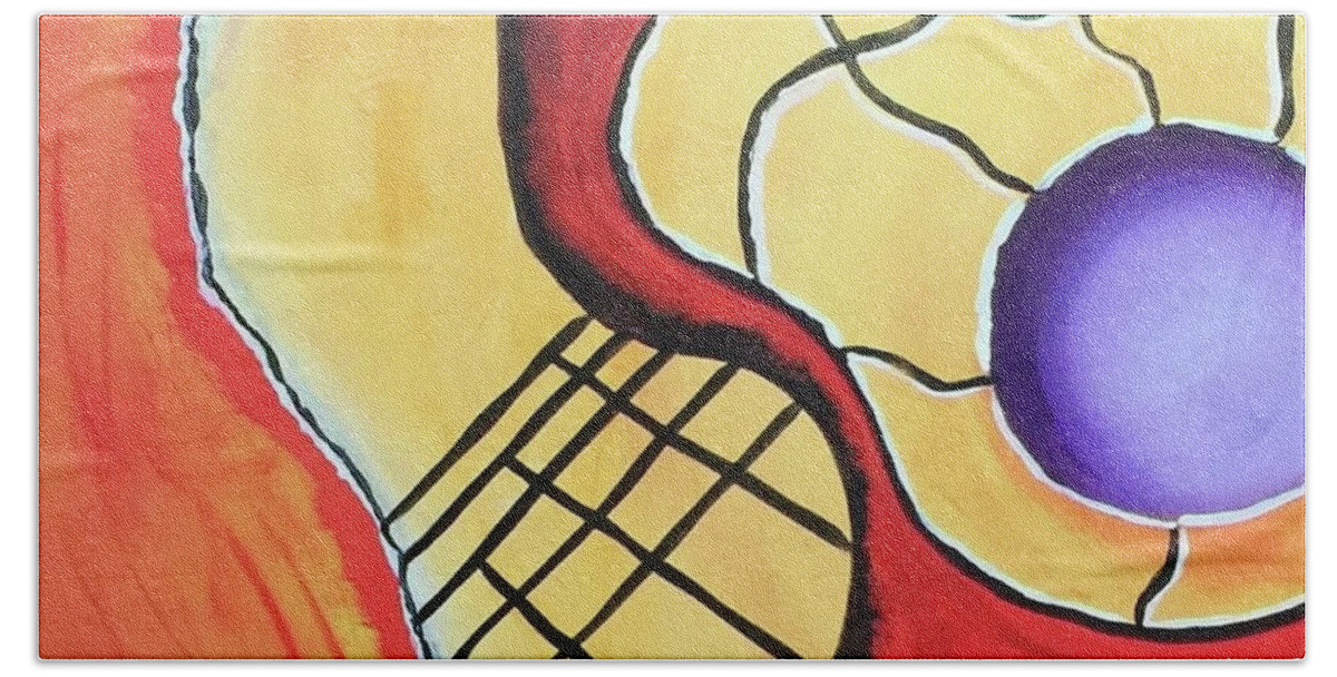 Acrylic Bath Towel featuring the painting Abstract Orange by Patricia Piotrak