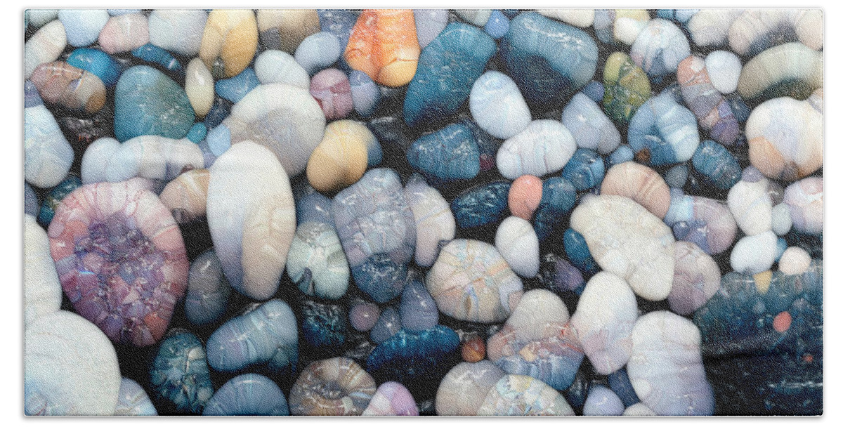 Photograph Bath Towel featuring the digital art Abstract Pebbles by Phil Perkins