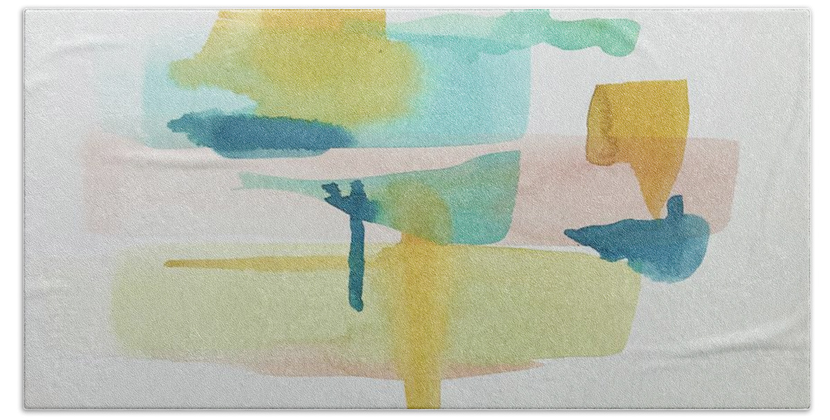 Shapes Hand Towel featuring the painting Abstract water colors by Luisa Millicent