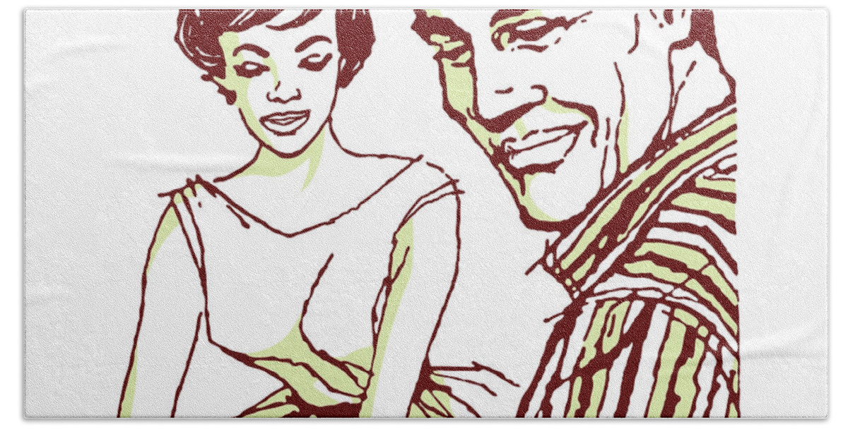 Adult Hand Towel featuring the drawing African-American Couple by CSA Images