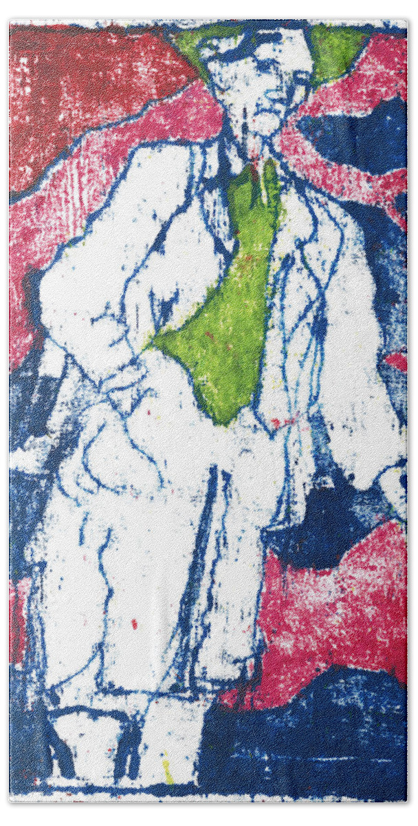 Painting Bath Towel featuring the painting After Billy Childish Painting OTD 21 by Edgeworth Johnstone