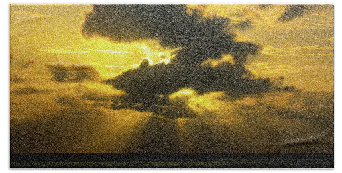 Sunset Bath Towel featuring the photograph The Sky Meets the Earth ,South Pacific Sunset,Fiji by Leslie Struxness