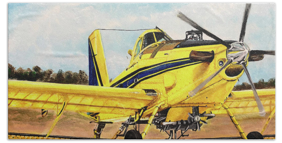 Air Tractor Bath Towel featuring the painting Air Tractor 802 Loading by Karl Wagner