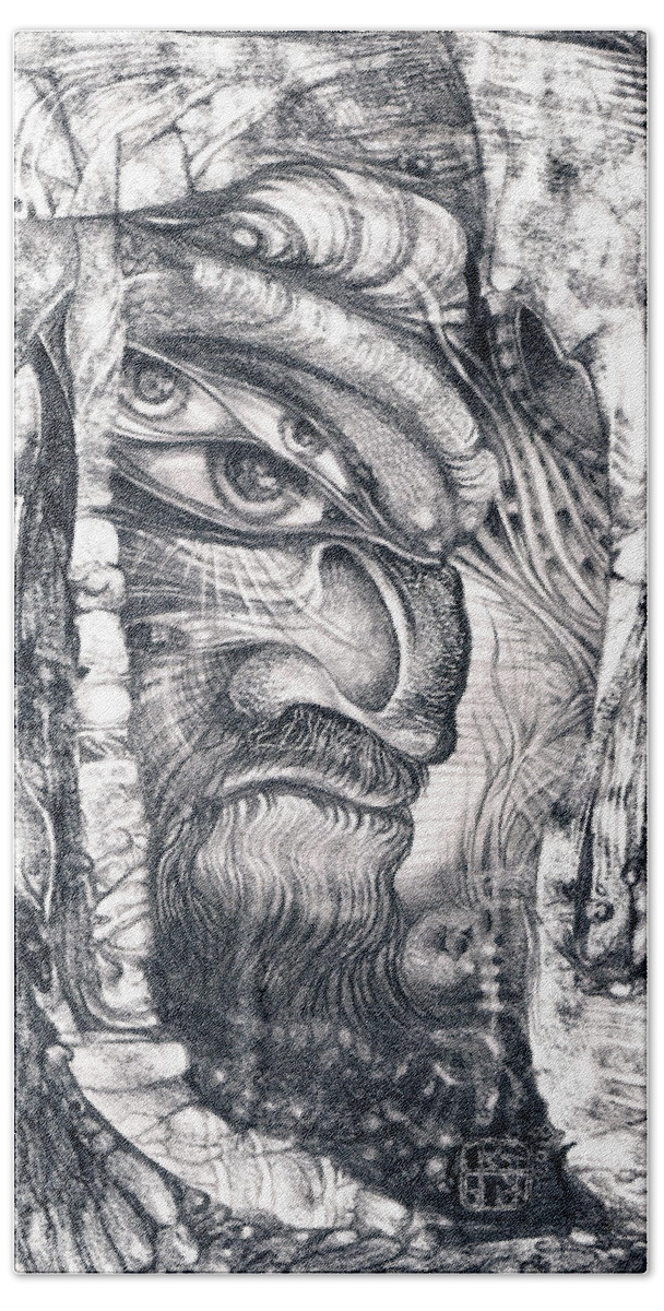 Ali Baba Hand Towel featuring the drawing Ali Baba by Otto Rapp