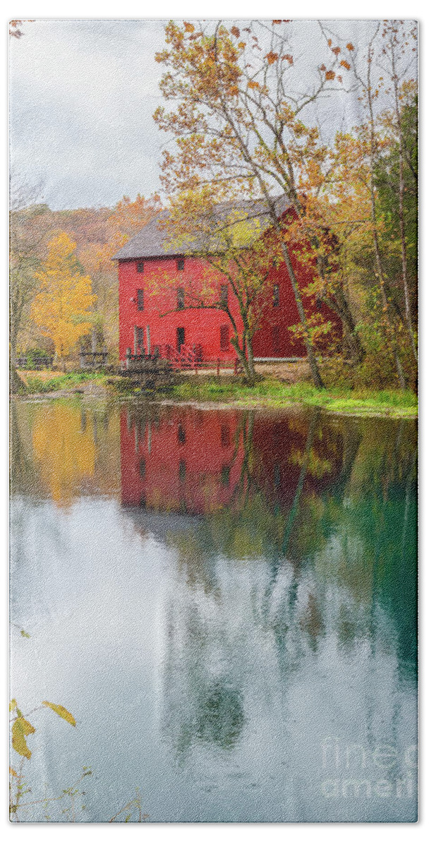 Ozarks Hand Towel featuring the photograph Alley Mill Autumn by Jennifer White