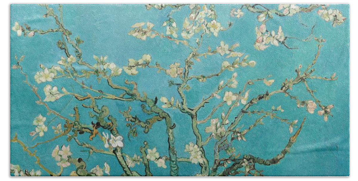 Oil On Canvas Bath Towel featuring the painting Almond Blossom. by Vincent van Gogh -1853-1890-