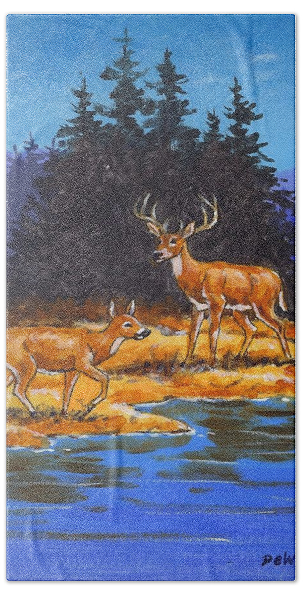 White-tail Bath Towel featuring the painting Alpine Refuge Sketch by Richard De Wolfe