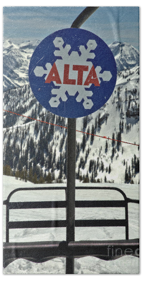 Alta Hand Towel featuring the photograph Alta Ski Lift Chair by Adam Jewell