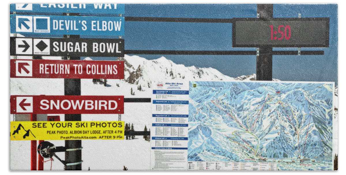 Alta Bath Towel featuring the photograph Alta Snowbird Connection by Adam Jewell