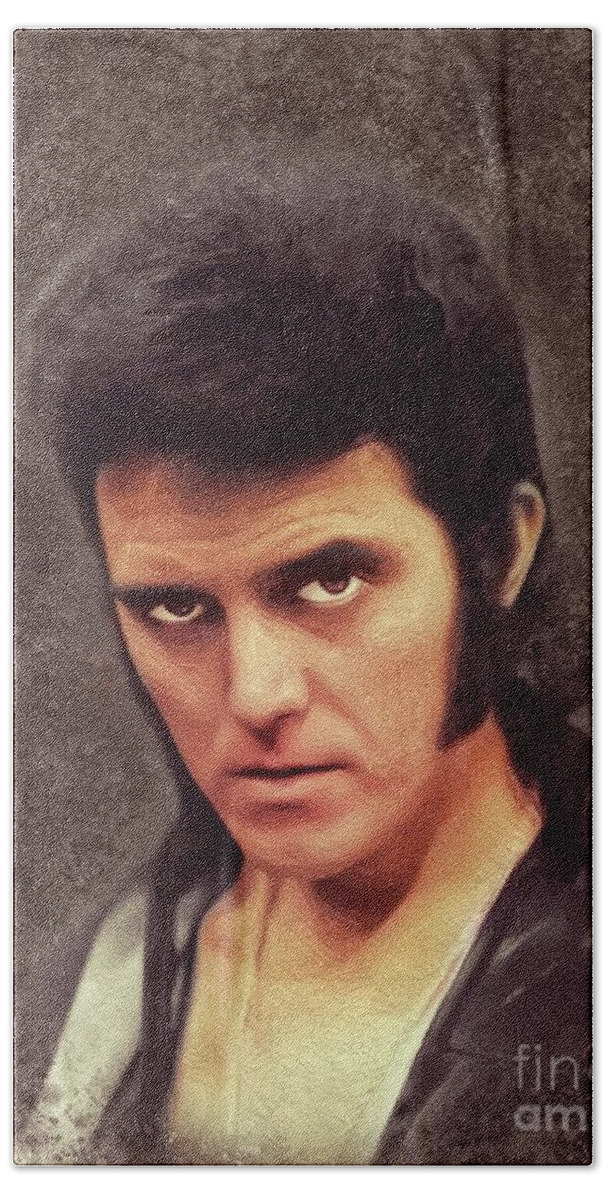 Alvin Bath Towel featuring the painting Alvin Stardust, Music Legend by Esoterica Art Agency