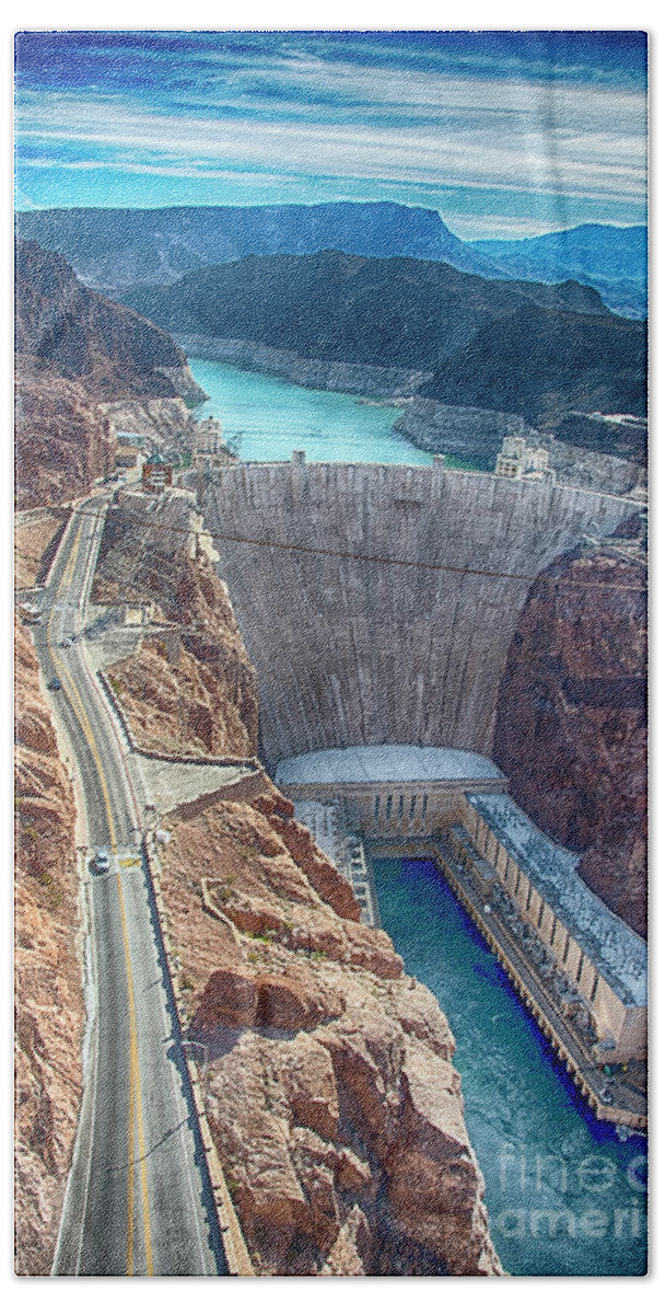 Hoover Dam Hand Towel featuring the photograph Amazing Hoover Dam by Ken Johnson