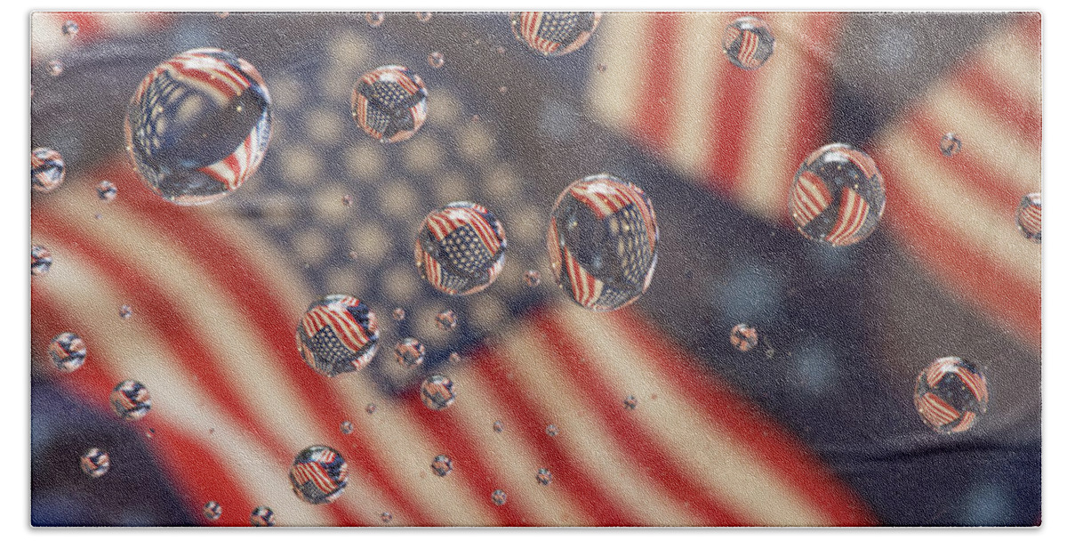 American Flag Bath Towel featuring the photograph American flag by Minnie Gallman