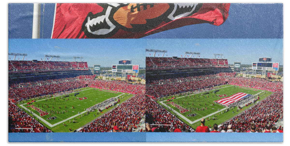 Nfl Football Bath Sheet featuring the photograph American Football Tampa Stadium by David Lee Thompson