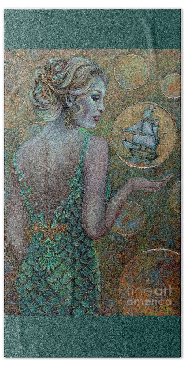Sea Goddess Hand Towel featuring the painting Amphitrite, Wife of Poseidon by Geraldine Arata