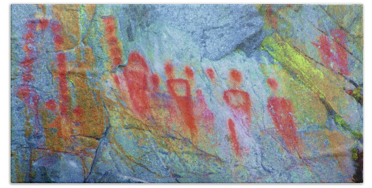 Pictograph Hand Towel featuring the photograph Ancient message by Fred Bailey