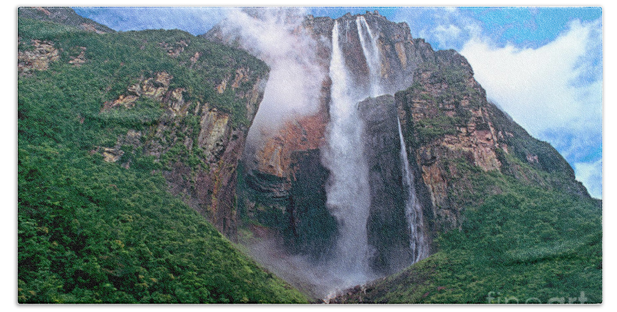 Venezuela Hand Towel featuring the photograph Angel Falls in Canaima National Park Venezuela by Dave Welling
