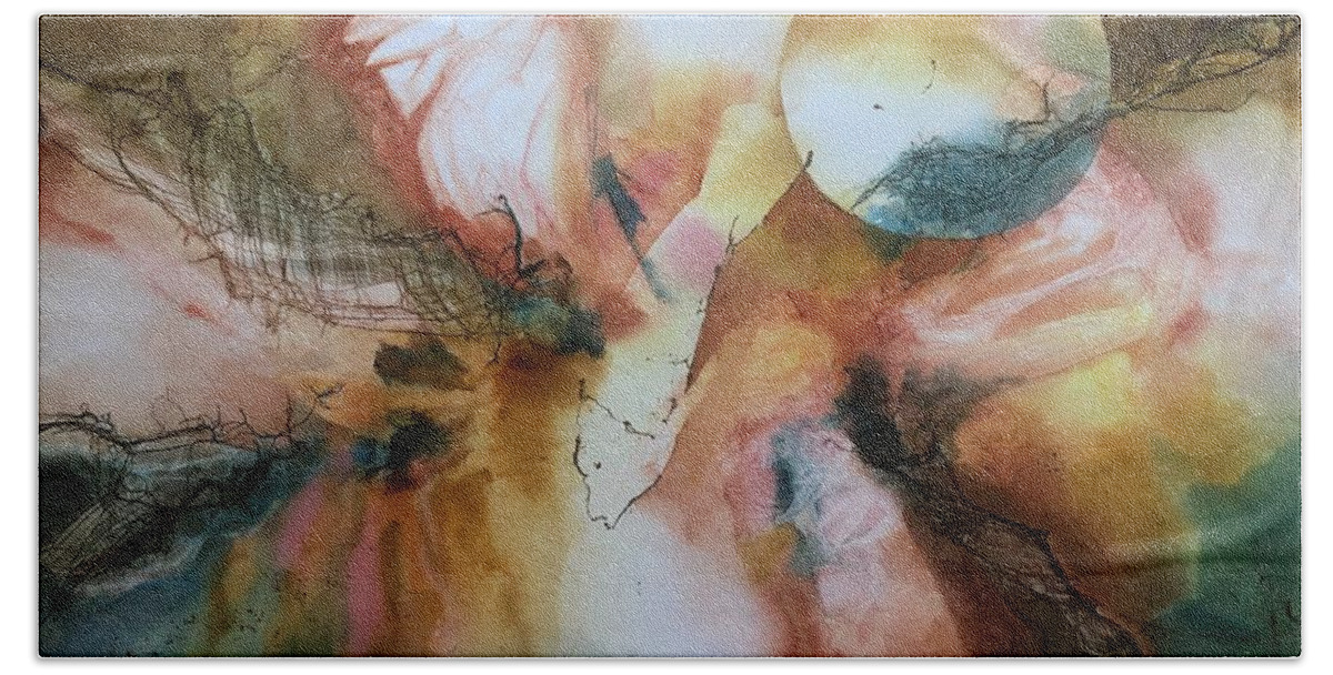 Tara Moorman Abstracts Bath Towel featuring the painting Angel Wings by Tara Moorman