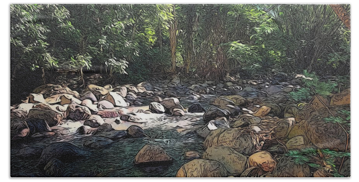 Digital Art Bath Towel featuring the digital art Annandale River by Laura Forde