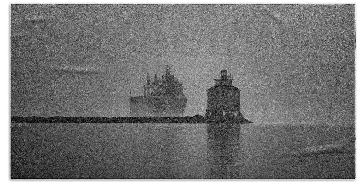 Wake Up The Sun Morning Different Crop Darker Sleeping Giant Wake Up The Sun Thunder Bay Ontario Canada Main Lighthouse Ghost Ship Waterfront Sleeping Giant Before Breakfast Picture Fun With My Daughter Hand Towel featuring the photograph another Ghost Ship by Chris Artist