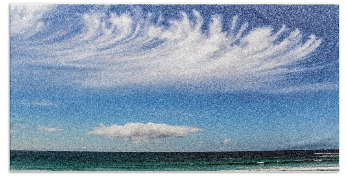 Cloud Bath Towel featuring the photograph Aotearoa - the long white cloud, New Zealand by Lyl Dil Creations