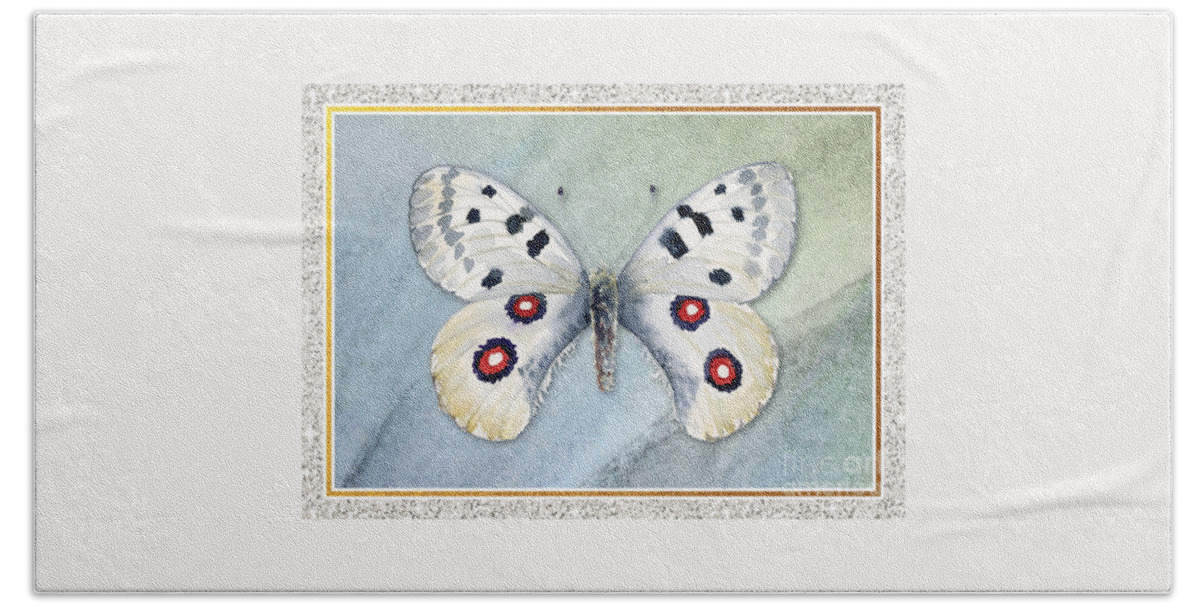 Butterfly Greeting Card Hand Towel featuring the painting Apollo Butterfly by Amy Kirkpatrick