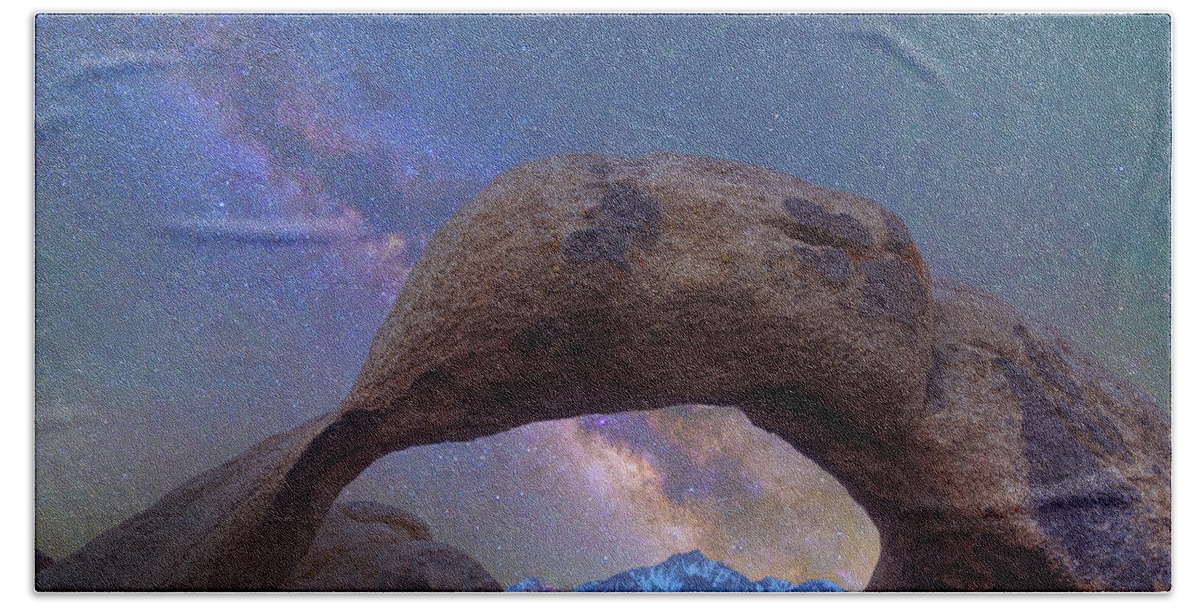 00568909 Bath Towel featuring the photograph Arch And Milky Way, Alabama Hills, Sierra Nevada, California by Tim Fitzharris