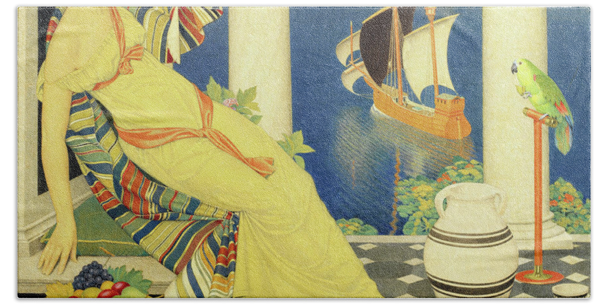 Ariadne On Naxos Hand Towel featuring the painting Ariadne on Naxos by Joseph Edward Southall
