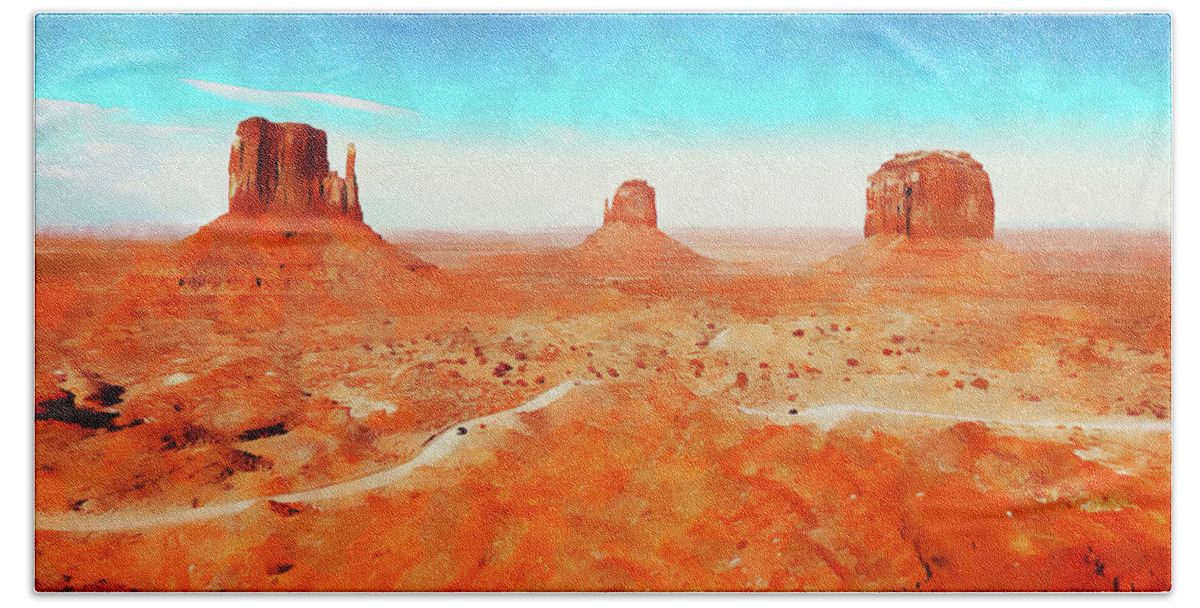Arizona Dream Bath Towel featuring the painting Arizona Landscape - 04 by AM FineArtPrints