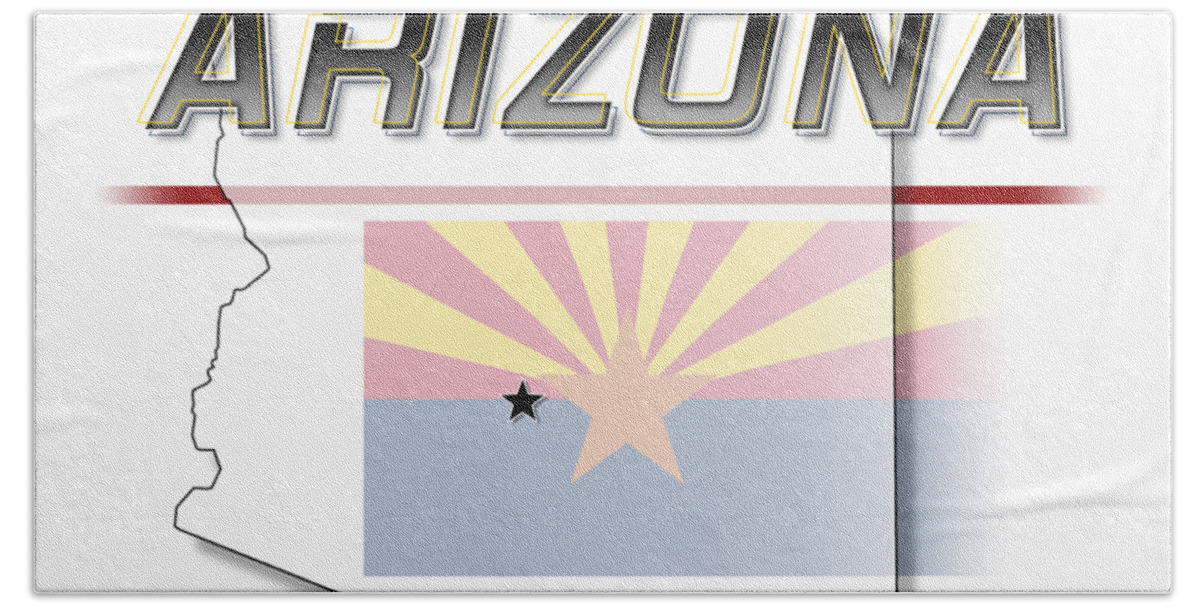 Arizona Bath Towel featuring the digital art Arizona State Horizontal Print by Rick Bartrand