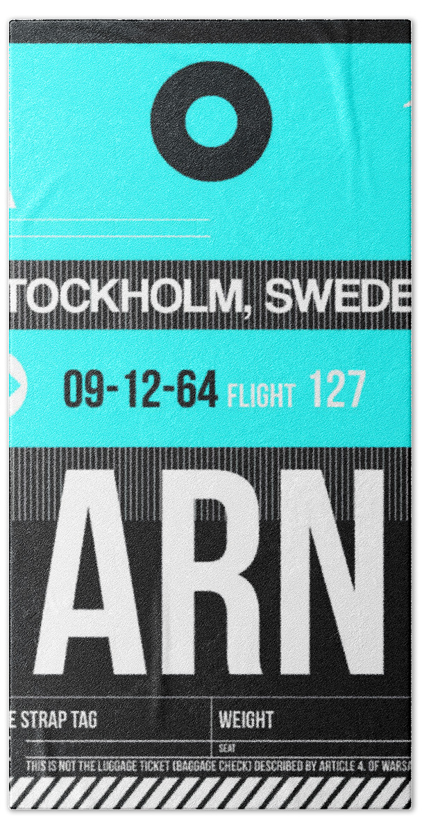 Vacation Bath Sheet featuring the digital art ARN Stockholm Luggage Tag II by Naxart Studio