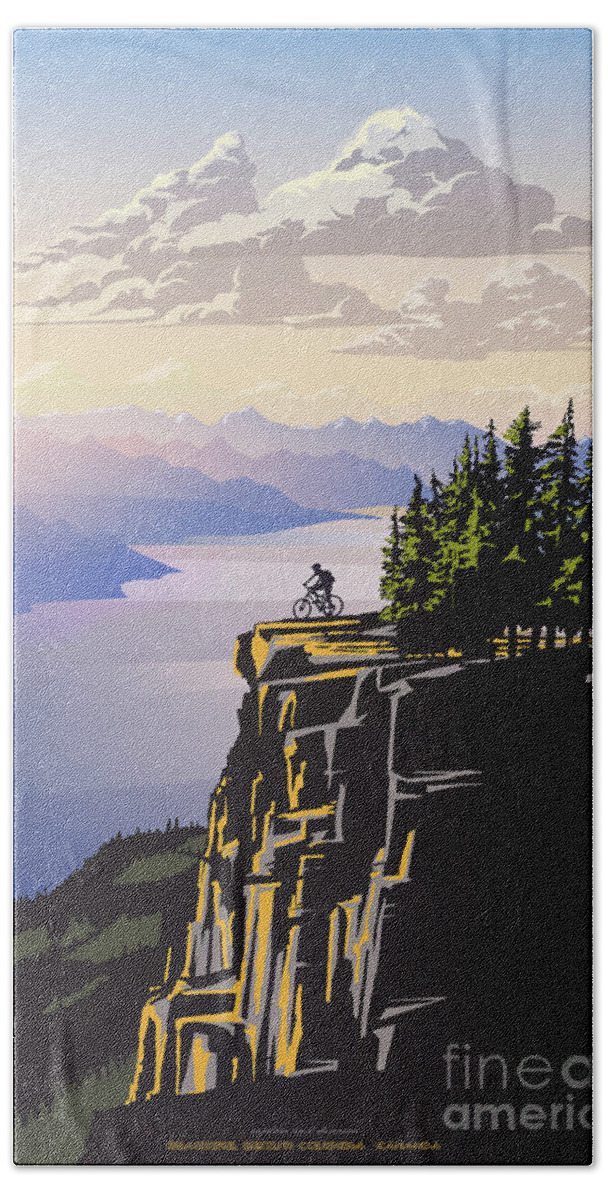 Cycling Art Bath Towel featuring the painting Arrow Lake Solo by Sassan Filsoof