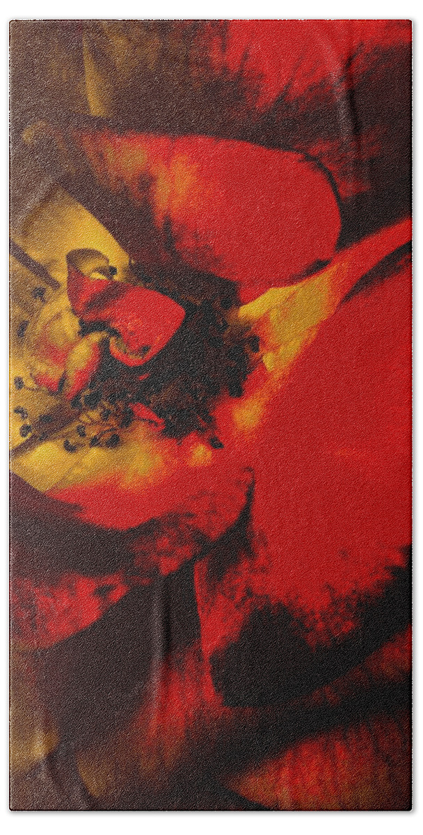 Red Rose Hand Towel featuring the photograph Art of the Burning Rose by Jeremy Lyman