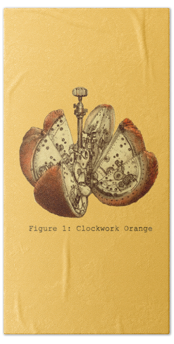 Orange Hand Towel featuring the drawing Steampunk Orange by Eric Fan