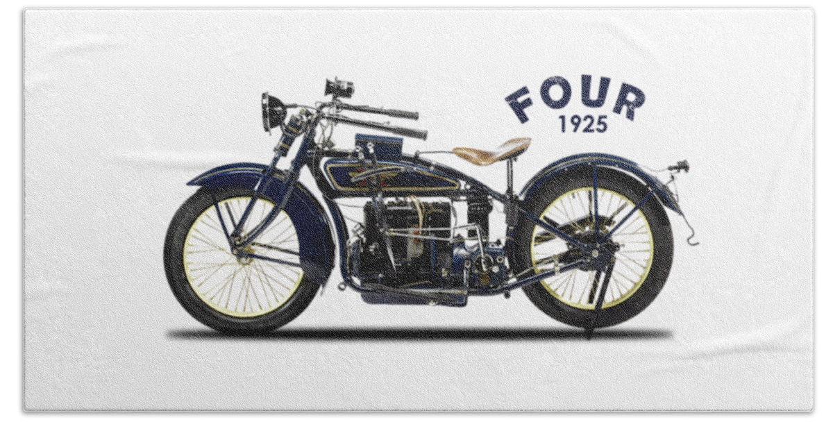Motorcycle Bath Towel featuring the photograph Henderson Four 1925 by Mark Rogan