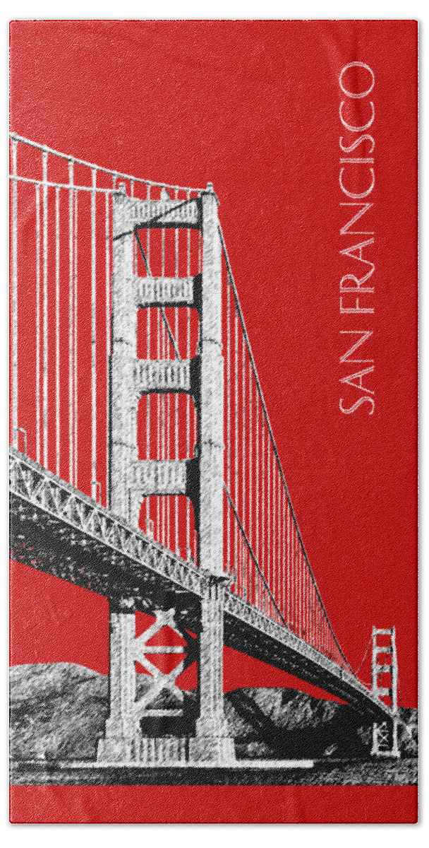 Architecture Bath Towel featuring the digital art San Francisco Skyline Golden Gate Bridge 2 - Slate Blue by DB Artist