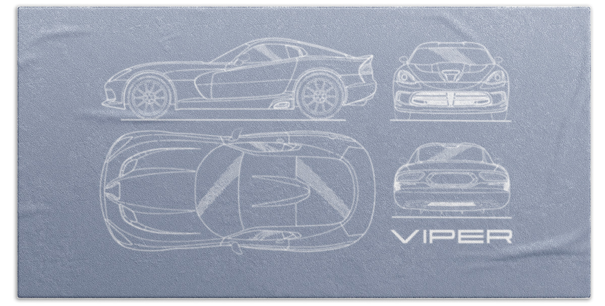 Dodge Viper Hand Towel featuring the photograph Viper Blueprint by Mark Rogan