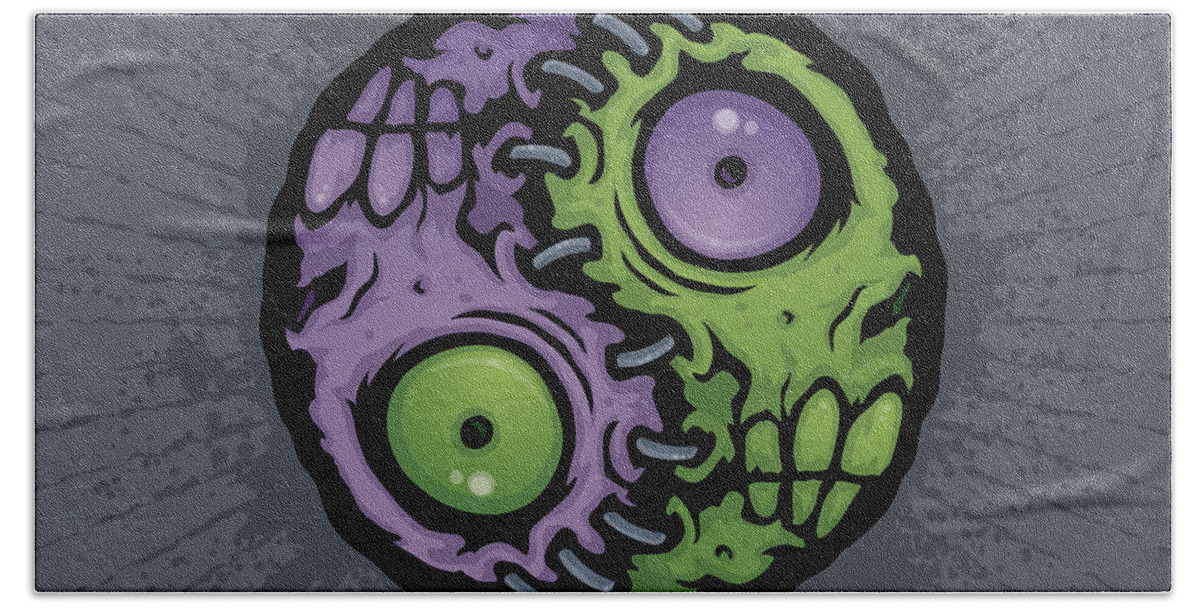 Zombie Bath Sheet featuring the digital art Zombie Yin-Yang by John Schwegel