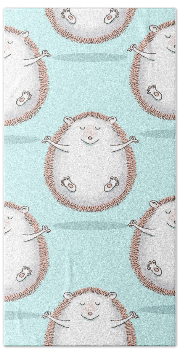 Hedgehog Hand Towel featuring the digital art Zen Hedgehog Meditating by Laura Ostrowski