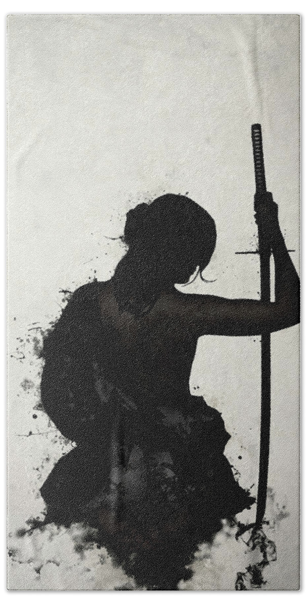 Female Hand Towel featuring the digital art Female Samurai - Onna Bugeisha by Nicklas Gustafsson