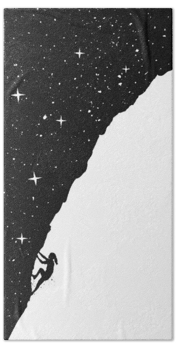 Night Hand Towel featuring the mixed media Night climbing by Balazs Solti