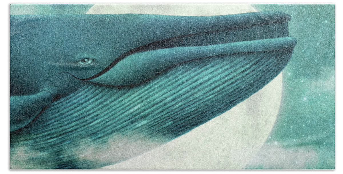 Whale Bath Towel featuring the drawing The Great Whale by Eric Fan