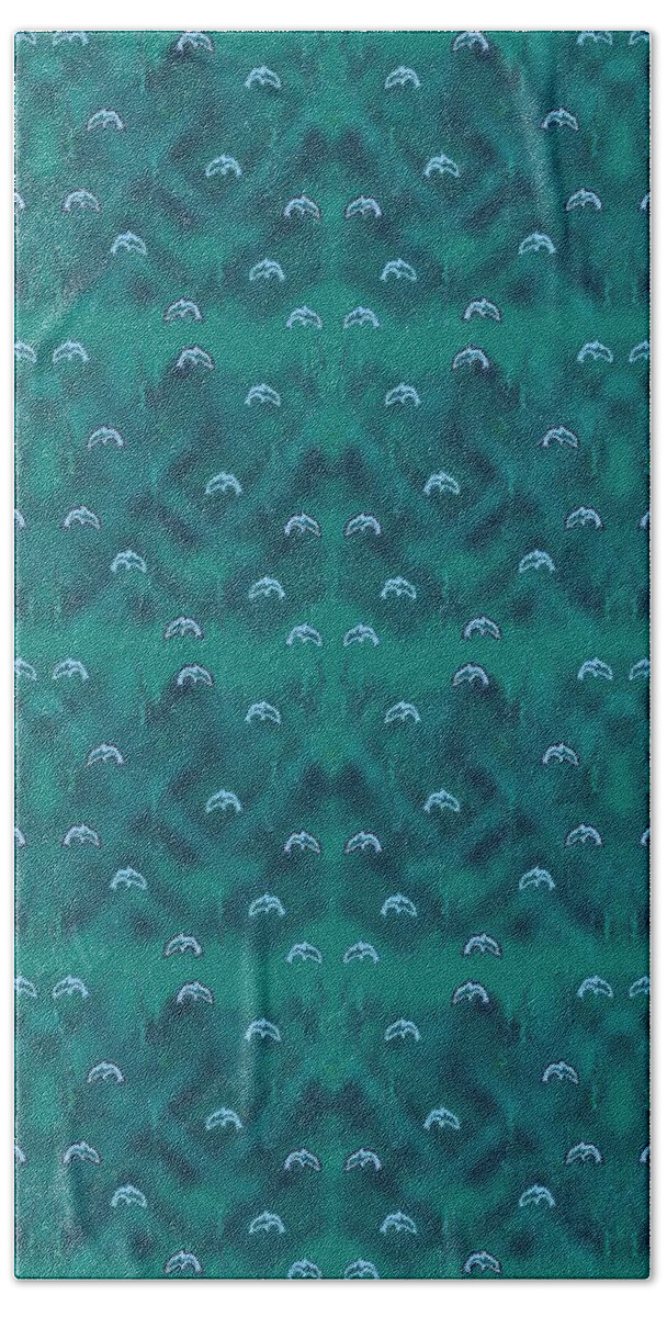 Dolphins Bath Towel featuring the digital art Dolphins Design by Julia Woodman