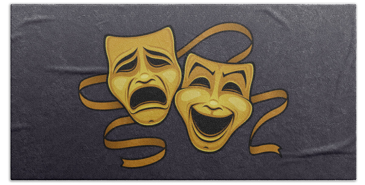 Acting Hand Towel featuring the photograph Gold Comedy And Tragedy Theater Masks by John Schwegel