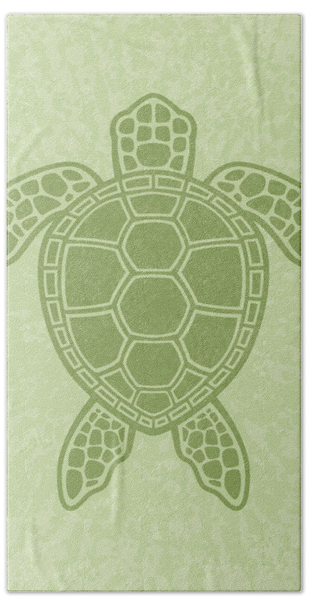 Green Hand Towel featuring the digital art Green Sea Turtle by John Schwegel